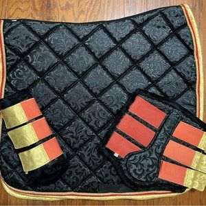 Black red and gold dressage pad & brushing boots!